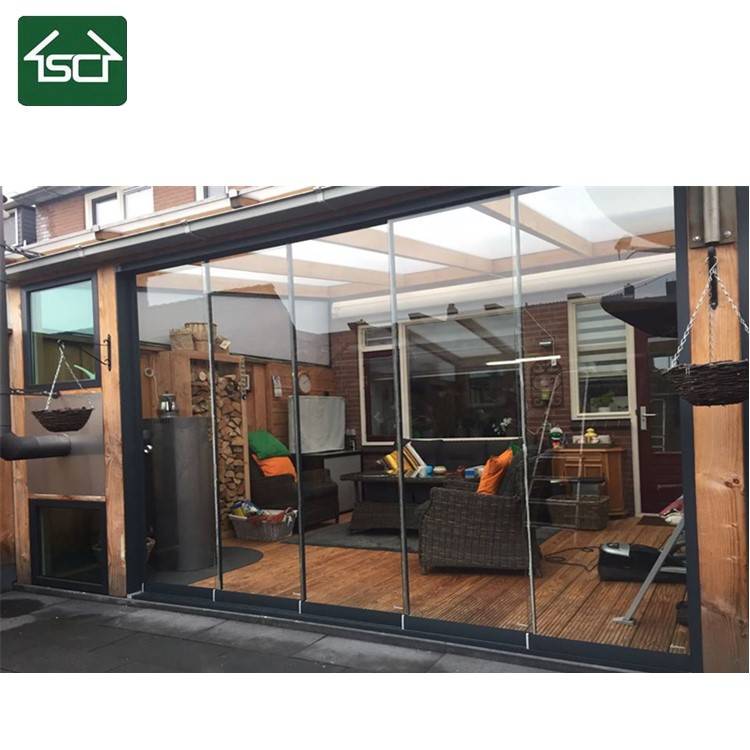 Frameless Aluminum Interior Noiseless Garden Tempered Glass Sliding Door For Terrasoverkapping